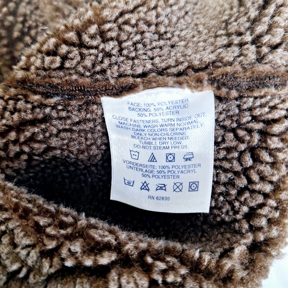 Landsend brand "The Sherpa in Chocolate" Sherpa lined bomber jacket. - Picture 7 of 8